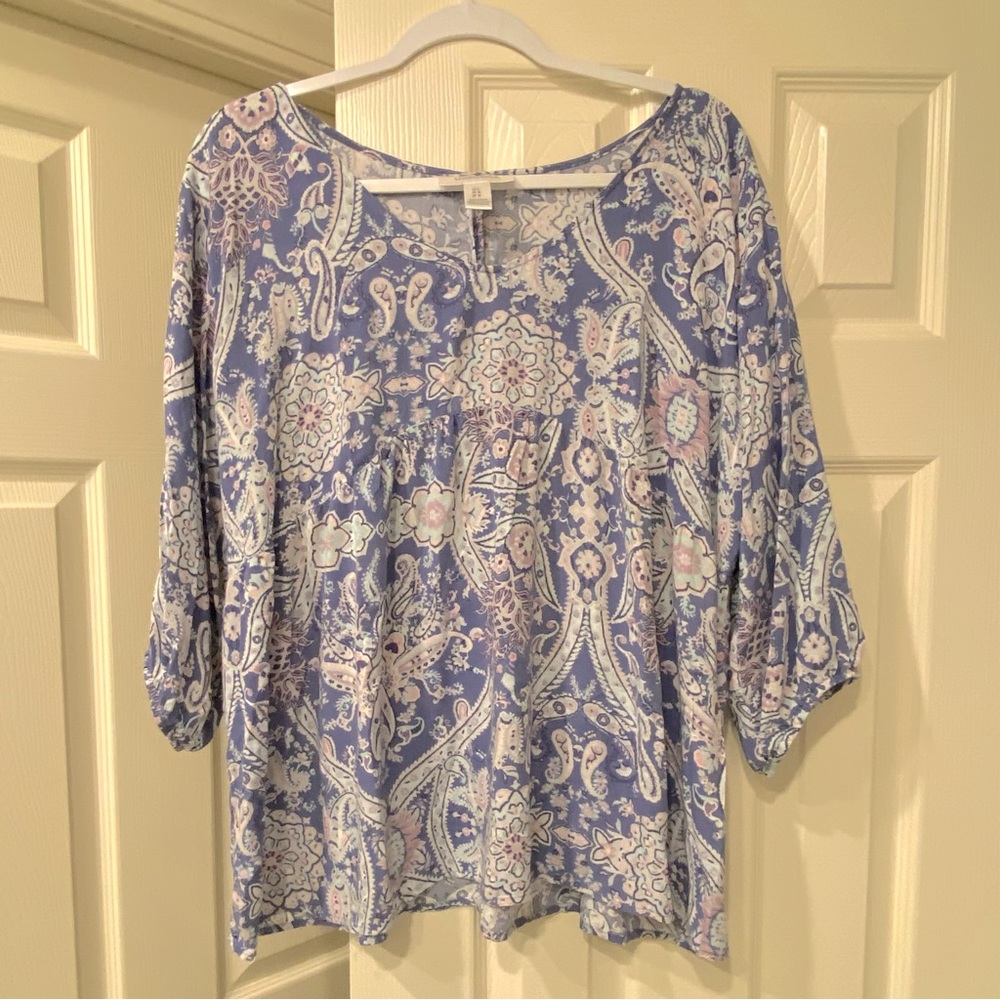 Motherhood Periwinkle Paisley Women's Blouse- Butter Soft!